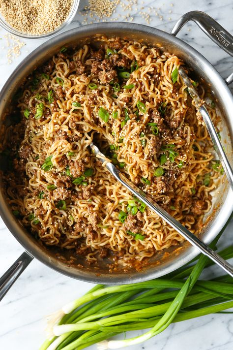 Quick Chicken Ramen Noodle Stir Fry Damn Delicious, Damn Delicious Stir Fry, Quick Ramen Noodle Stir Fry, Ground Pork Ramen Stir Fry, Ramen With Ground Pork, Ground Chicken Noodles, Ground Pork And Ramen Noodles, Ramen Noodles And Ground Beef, Ground Pork Ramen Noodle Recipes