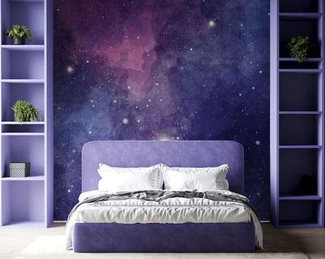 Space Wallpaper - Etsy Wall Paint Patterns Bedroom Galaxy, Galaxy Bedroom Art, Galaxy Themed Room Walmart, Galaxy Themed Furniture, Galaxy Bedroom Artwork, Turquoise And Purple Bedroom Bed Bath & Beyond, Galaxy Bedroom Kids Walmart, Galaxy Themed Bedroom Zazzle, Galaxy Wall Bedroom Ideas