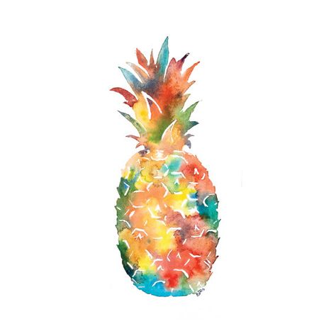 Rainbow Pineapple, Pineapple Watercolor, Watercolor Pineapple, Bright Boho, Watercolor Food, 4x6 Prints, Colorful Fruit, Pineapple Print, Milwaukee Wi