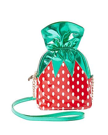 KITSCH STRAWBERRY CANDY CROSSBODY Funky Purses, Novelty Purses, Strawberry Candy, Betsey Johnson Purses, Candy Red, Betsey Johnson Handbags, Unique Purses, Red Handbag, Novelty Bags