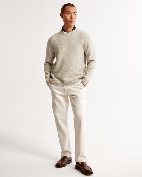 Men's Fuzzy Marled Crew Sweater | Men's Tops | Abercrombie.com Abercrombie Men, American Clothing, Men's Tops, American Apparel, Abercrombie Fitch, Button Downs, Men Sweater, Create Your, Sign Up