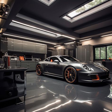 Dream Garage Man Cave, Obsessed Garage, Car Showroom Interior, Porsche Garage, Garage Designs, Garage Design Interior, Luxury Car Garage, Garage Cabinet, Garage Addition