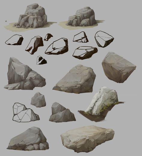 Textures In Nature Drawing, How To Color Rocks Digital, Rock Reference Photo, Rock Shading, How To Draw Stone, Rock Drawing Tutorial, How To Draw A Rock, Rock Texture Drawing, How To Draw Rocks