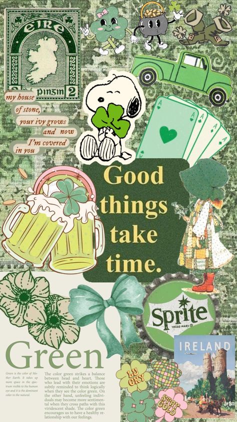 St Patricks Day Wallpaper, Irish Baby, Wallpaper Doodle, Head And Heart, Good Things Take Time, Green Aesthetic, St Patrick’s Day, Aesthetic Iphone Wallpaper, Clover Leaf