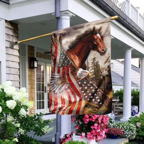 Eagle American Flag, Unique Flags, Eagle American, Custom Flags, Creative Artwork, House Flag, Flag Stand, Make A Gift, Bright Designs