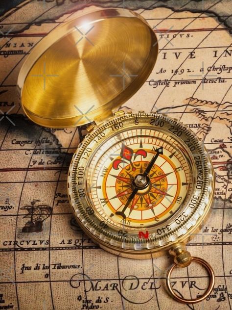 "FOLLOW YOUR COMPASS " T-shirt by johnnyssandart | Redbubble Pirate Compass, Compass Graphic, Compass Art, Navi A Vela, Vintage Compass, Map Compass, World Maps, Compass Rose, Old Maps