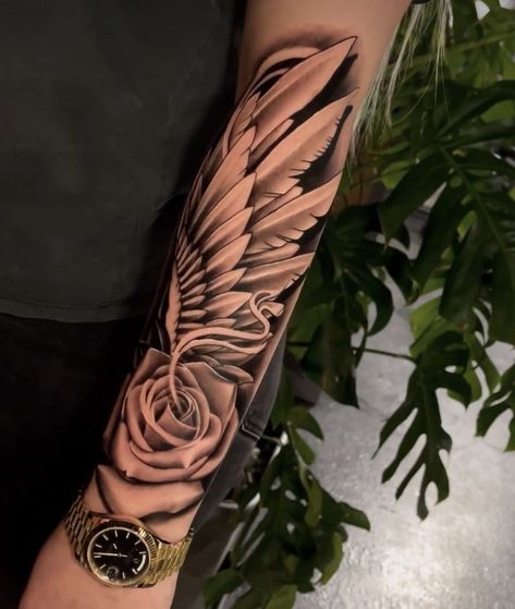 Feather Arm Sleeve Tattoo, Tattoo Memory, Lily Tattoo Sleeve, Mama Tattoos, Tattoos For Siblings, Eagle Wing Tattoos, Matching Tattoos For Siblings, Plumeria Tattoo, Tattoo Samples