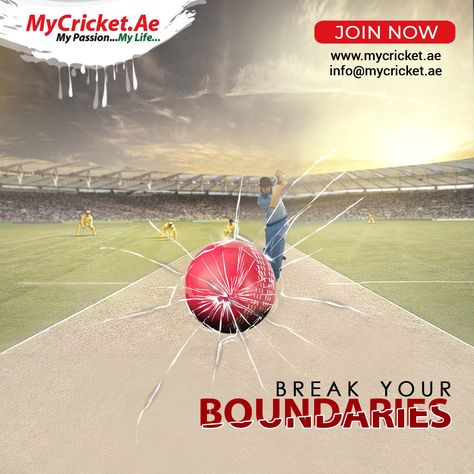 Never compromise on your Dream Break your Boundaries, Chase your Dreams Get ready for the ultimate cricket coaching.. Cricket Creative Ads, Bodyweight Back Workout, Sports Creative, Cricket Coaching, Insurance Ads, Cricket Poster, Ad Sports, Gym Poster, Cricket Games