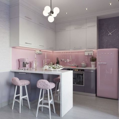 Small House Interior, Dream Kitchens Design, Dream Apartment Decor, Dream House Rooms, Apartment Decor Inspiration, Pink Kitchen, Kitchen Room Design, Home Room Design, Dream House Decor