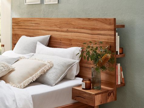 Signature Extended Headboard with Floating Base | Snooze Extended Headboard, Timber Bedside Table, Floating Headboard, Hidden Shelf, Headboard With Lights, Tech Pack, Bed Head, For Lovers, Home Decor Bedroom