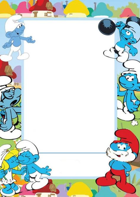 Printable Smurfs Invitation Smurfs Party Printables, Smurfs Party Decorations, Smurfs Birthday, Smurfs Movie, Smurfs Party, Smurf Village, Kindergarten Art Lessons, The Smurfs, Mickey Mouse Wallpaper