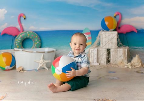 Beach Theme Photoshoot, Themed Cake Smash, Theme Photoshoot, Beach Themed Cakes, Cake Smash Theme, 1st Birthday Pictures, Birthday Pics, Splish Splash, Birthday Pictures