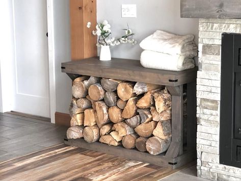 Firewood Rack Plans, Farmhouse Furniture Plans, Firewood Storage Indoor, Traditional Console Tables, Fire Log, Outdoor Firewood Rack, Log Storage, Console Table Modern, Diy Console