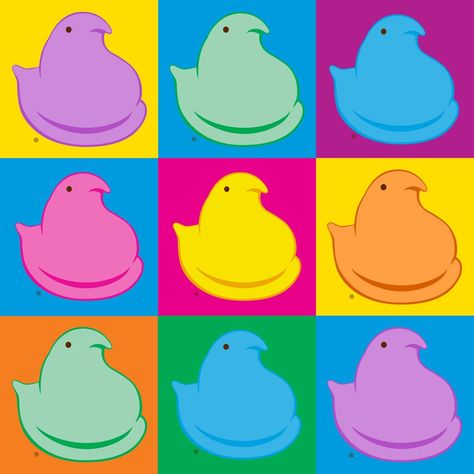 Peeps Pop Art Healthy Easter Basket, Richard Hamilton, Healthy Easter, Marshmallow Peeps, Easter Gathering, Here Comes Peter Cottontail, Blue Butterfly Wallpaper, Easter Wallpaper, Jasper Johns