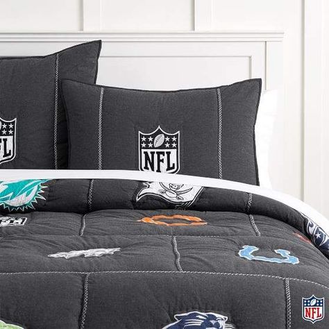 NFL® Brights Quilt, Twin, Multi #football #bedding #ad Brown Bed Linen, Football Bedroom, Theme Bedrooms, Sports Bedding, Black Bed Linen, Bright Quilts, Best Bedding Sets, Grey Linen Bedding