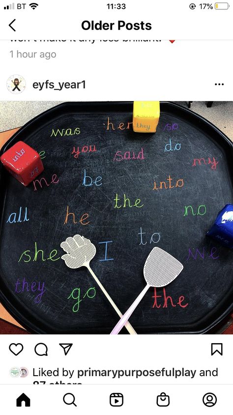 Literacy Tough Tray, Reception Writing Activities Eyfs, Play Based Reading Activities, Spelling Tuff Tray Ideas, Tricky Word Tuff Tray, Literacy Enhanced Provision, Literacy Provision Eyfs, Phonics Provision Year 1, Phonics Tuff Tray Ideas Year 1