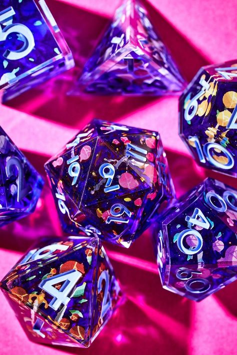 Starcrossed, our Valentine's Day Drop launches in just over an hour! 💖 New candles from @CantripCandles & lovecore themed dice! #dnd… | Instagram Pretty Dice, Trippy Iphone Wallpaper, Dragon Dies, Dungeons And Dragons Dice, Dnd Dice, Polyhedral Dice, Typing Games, Dice Set, Swords