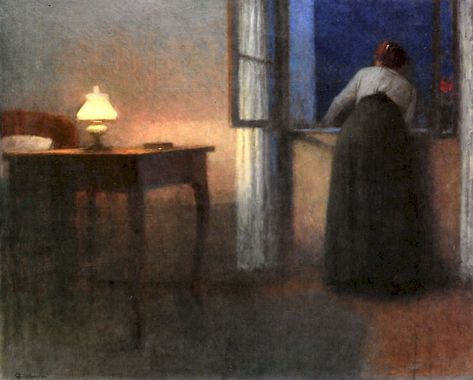 schikaneder, jakub - Evening Interior | Jakub Schikaneder  1855-1924  Tsjechië Jakub Schikaneder, Charles Angrand, Painted Rooms, Realism Paintings, André Derain, August Sander, Alfred Stevens, Amber Tree, Albert Bierstadt