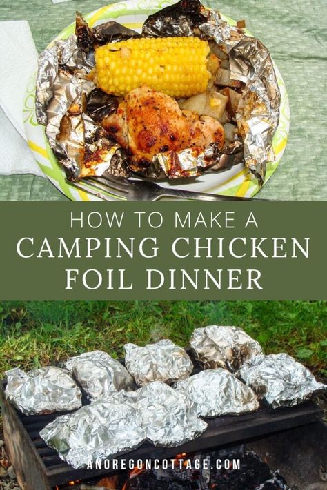 Whether you're looking for camp food or a make-ahead grilling recipe, this chicken foil dinner is your answer! Easy to make, simple to cook, and delicious to eat, it's a long-time family favorite! Make Ahead Foil Packets For Camping, Foil Pack Chicken, Campfire Chicken, Campfire Meals, Campfire Dinners, Chicken Foil Packets, Foil Pack Dinners, Foil Packet Dinners, Campfire Grill