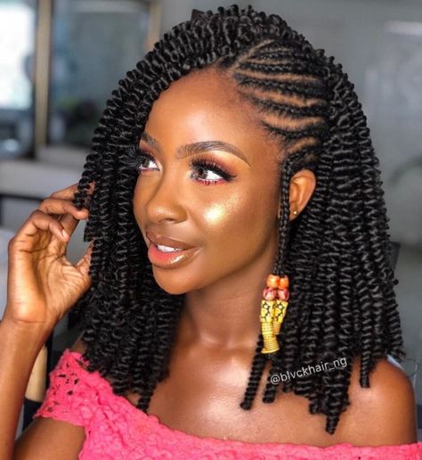 Curly Lob with Ghana Braids African Braids Hairstyles Pictures, Latest Braided Hairstyles, Ghana Braids Hairstyles, Braiding Styles, Ghana Braids, Braided Styles, African Hair Braiding Styles, Braids Hairstyles Pictures, Braided Cornrow Hairstyles