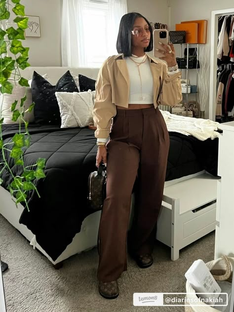 Brown Casual Outfits For Black Women, Classy Earth Tone Outfits, Professional Streetwear Women, 90s Summer Outfits Plus Size, Going Out Fits Baddie, Buisness Casual Women Outfits Simple, Soft Girl Aesthetic Outfit Black Women, Teacher Graduation Outfit, Corporate Black Women