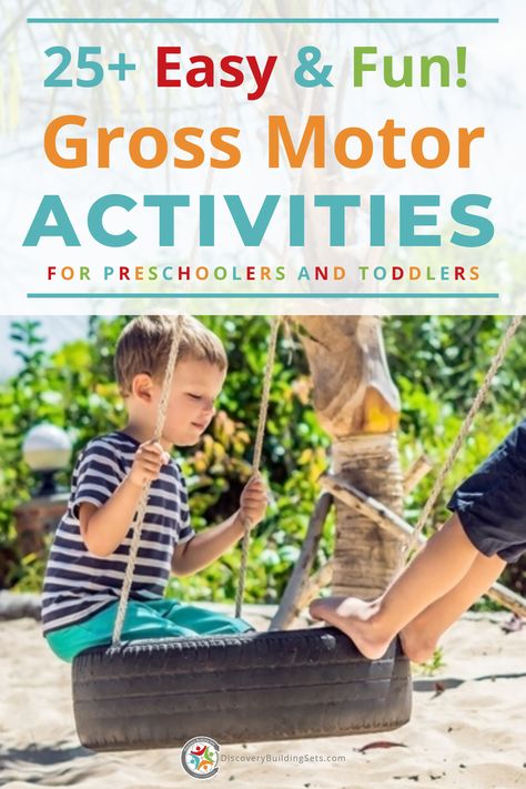 Strengthen your child's gross motor skills with 25+ gross motor activities for preschoolers and toddlers. Gross motor development supports better health, physical development, fine motor control, as well as improved concentration and brain development. Let's get your kids moving! Which gross motor activities will you try next? #DiscoveryBuildingSets #grossmotoractivities #grossmotordevelopment #grossmotorskills #grossmotoractivitiesforpreschoolers #grossmotoractivitiesfortoddlers Toddler Gross Motor Activities, Gross Motor Activities For Kids, Physical Activities For Preschoolers, Gross Motor Activity, Gross Motor Activities, Motor Skills Activities, Movement Activities, Art Therapy Activities, Development Activities