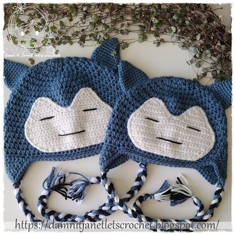 damn it Janet, let's crochet!: Snorlax Earflap Beanie (Pokemon) Snorlax Crochet, Pokemon Beanie, Minion Pattern, Toy Story Halloween, Pokemon Crochet Pattern, Halloween Applique, Minion Crochet, Earflap Beanie, Crochet Pokemon