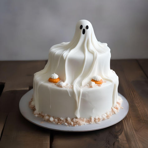 Halloween 50th Birthday Cakes, Gourmet Cakes Design, Buttercream Halloween Cakes, Ghost Birthday Cake, Simple Halloween Cake, Spooky Birthday Cake, Scary Cake, Creepy Cakes, Halloween Cake Ideas