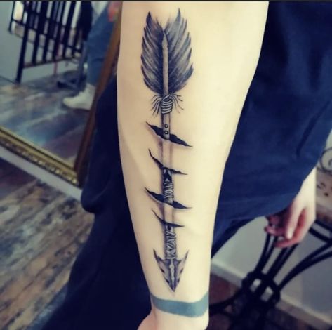 Arrow Tattoo For Men On Arm, Small Spear Tattoo, Native American Spear Tattoo, Warrior Arrow Tattoo, Men’s Tattoo Ideas Arrow, Arrow Forearm Tattoo, Native American Tattoo, Forearm Tattoo Men, Arrow Tattoos