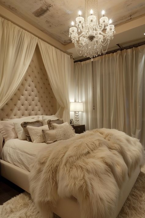 Vintage Glam Bed, Pillows Bed Arrangement, Pink Glamorous Bedroom, Baroque Bedroom Decor, Bachelorette Bedroom Ideas, Tiffany And Co Bedroom Ideas, Marilyn Monroe Room Decor, Tall Ceiling Bedroom Ideas, Old Hollywood Glamour Interior Design