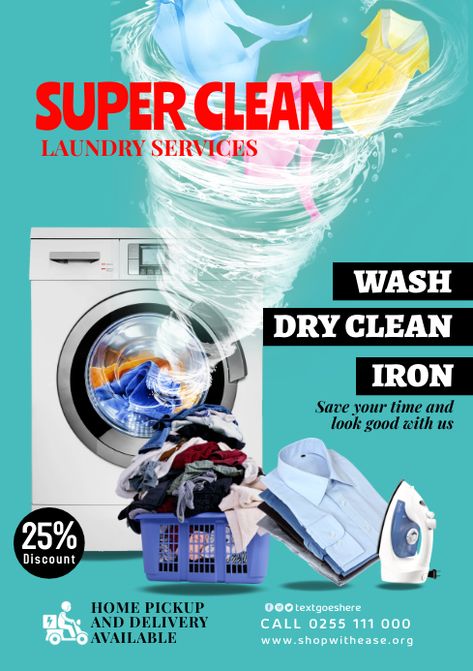 Cleaning Service Flyer Design, Laundry Service Business, Service Flyer Design, Laundromat Business, Dry Cleaning Business, Laundry Logo, Cleaning Flyers, Cleaning Service Flyer, Laundry Business