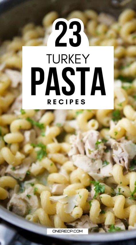 Discover 23 turkey pasta recipes that combine the rich flavors of turkey with a variety of pasta dishes. From creamy Alfredo to tangy marinara, these recipes offer delicious and comforting meals perfect for any night of the week. Turkey Mushroom Pasta, Turkey Fettuccine Alfredo, Pasta With Turkey Meat, Leftover Turkey Spaghetti, Turkey Alfredo Pasta, Creamy Turkey Pasta, Turkey Pasta Recipes, Turkey Alfredo, Turkey Pasta Bake