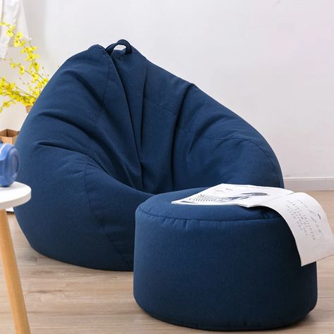 Trule Bean Bag Chair Sofa Cover Lazy Lounger Comfy Cover Indoor Outdoor For Kids Adult & Reviews | Wayfair.ca Blue Beanbag, Hangout Room Ideas, Extra Large Bean Bag, Comfy Decor, Large Bean Bag Chairs, Hangout Room, Bean Bag Cover, Bean Bag Chairs, Bean Bag Chair Covers