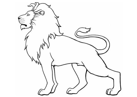 Coloring page lion - coloring picture lion. Free coloring sheets to print and download. Images for schools and education - teaching materials. Img 8904. Painted Lighters, Lion Drawing Simple, Simple Lion Tattoo, Lion Coloring, Animal Paintings Acrylic, Lion Coloring Pages, Lion Sketch, Animal Art Projects, Lion Illustration