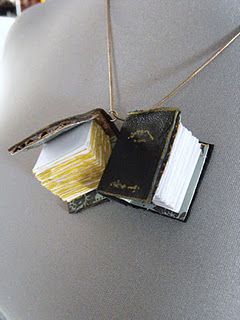 Cute little book charms for a necklace -- or make miniature books for a dollhouse! Tutorial. Washer Crafts, Selling Ideas, Girl Crafts, Book Necklace, Miniature Books, Leather Books, Handmade Books, Book Binding, Spell Book