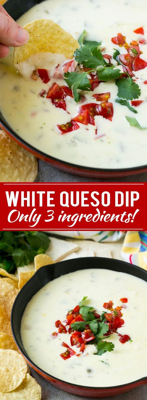 White Queso Dip Recipe | Mexican Cheese Dip | Queso Blanco Recipe Cheese Dip Queso, Mexican Cheese Dip, White Queso Dip Recipe, Queso Blanco Recipe, Mexican Dip Recipes, Cheese Dip Mexican, Queso Dip Recipe, White Queso Dip, White Queso