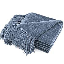 Check this out at Amazon Blanket With Fringe, Plush Couch, Bed Living Room, Chenille Blanket, Flannel Bedding, Blue Throw Blanket, Couch Blanket, Cozy Sofa, Chenille Throw