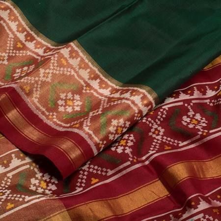 Handwoven Patola Ikat Mulberry Silk Saree with Floral, Tissue Border 10038044 Green Ikat, Patola Sarees, Silk Ikat, Silk Cotton Sarees, Tussar Silk Saree, Dyeing Techniques, Saree Styles, Handloom Saree, Indian Sarees