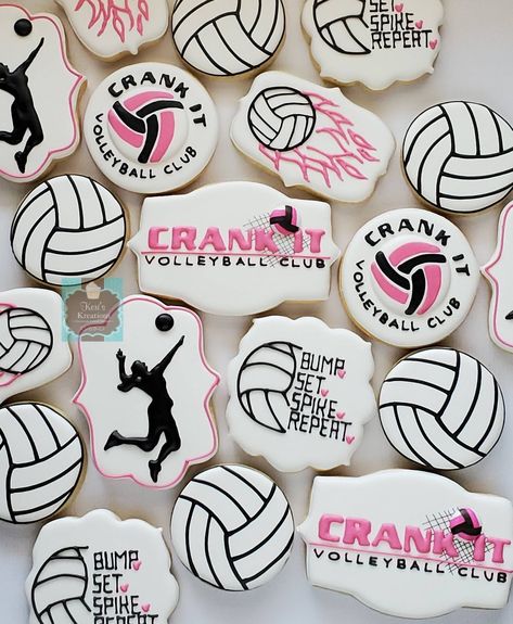 Volleyball Cookies Ideas, Volleyball Decorated Cookies, Volleyball Cookies Royal Icing, Volleyball Birthday Party Ideas, Volleyball Party Ideas, Volleyball Birthday Cakes, Volleyball Cupcakes, Volleyball Decorations, Volleyball Cookies