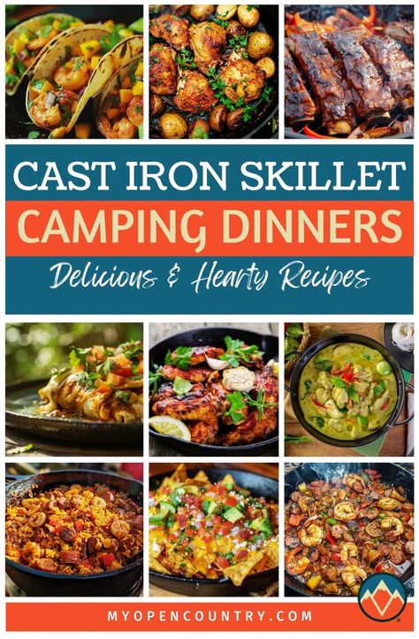 Elevate your camping meals with these cast iron skillet recipes, perfect for a cozy dinner around the fire. With options for chicken, beef, and vegetarian dishes, these recipes are versatile and easy to make. Ideal for both healthy and indulgent meals, cast iron cooking at camp brings rustic charm and deep flavors to every bite. Learn more about Camping Recipes Dinner. Winter Camping Recipes, Cast Iron Skillet Camping, Easy Foil Packet Meals, Camp Stove Recipes, Easy Campfire Recipes, Cast Iron Recipes Dinner, Camping Recipes Dinner, Camping Dinner Ideas, Easy Campfire Meals