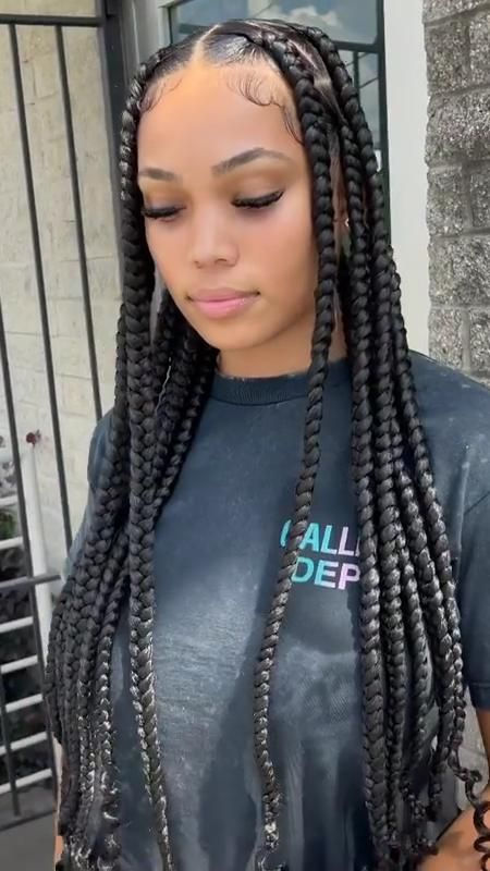 For Short Hair Hairstyles, For Medium Length Hair Hairstyles, Medium Length Hair Hairstyles, Big Box Braids, Jumbo Box Braids, Big Box Braids Hairstyles, Feed In Braids Hairstyles, Goddess Braids Hairstyles, Long Box Braids