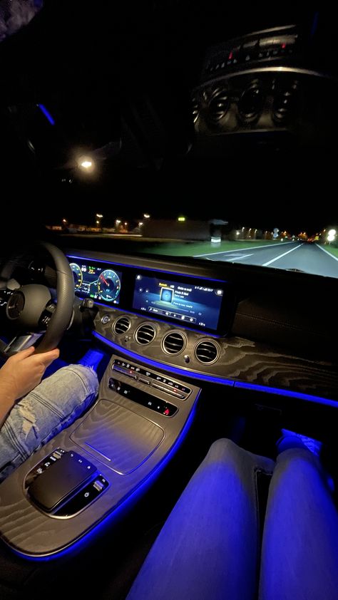 Night Drive Aesthetic, Drive Aesthetic, C 63 Amg, Dream Cars Mercedes, Luxury Couple, Interior Led Lights, Night Drive, Late Night Drives, Instagram Inspiration Posts