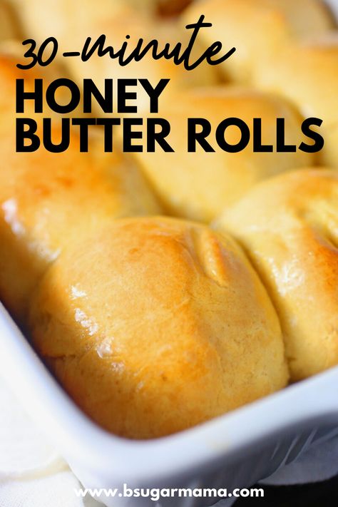 Honey Butter Rolls Recipe, Quick Sweet Rolls Recipe, Honey Butter Yeast Rolls, 30 Minute Honey Butter Rolls, Honey Bread Rolls, Honey Butter Glaze For Rolls, Honey Rolls Homemade, Homemade Butter Rolls, Dinner Rolls With Active Dry Yeast