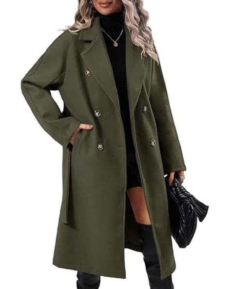 Amazon.com: CHARTOU Women Oversized Long Winter Coats Warm Wool Blend Pea Trench Coat Overcoat (Small, Camel) : Clothing, Shoes & Jewelry Jackets To Wear With Dresses, Green Peacoat, Long Outerwear, Winter Coat Dress, Winter Overcoat, Wool Pea Coat, Casual Outwear, Long Overcoat, Long Winter Coats