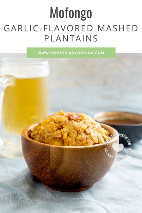 This Mofongo (Garlic-Flavored Mashed Plantains) is a very tasty dish with pork rind mixed in and strong umami flavor that will become your new favorite recipe. #plantains #mofongo #mashedplantains #dominicanrecipe @SimpleByClara | dominicancooking.com Puerto Rico Mofongo, Mashed Plantain Recipes, Vegan Mofongo Recipe, Mofongo Recipe Dominican, Vegetarian Mofongo, Dominican Mofongo, Mufungo Recipe, Mofongo Recipe Puerto Rican, Easy Mofongo Recipe