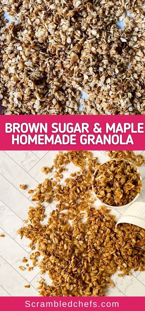 Maple Granola Recipe, Maple Brown Sugar Oatmeal, Maple Granola, Instant Pot Yogurt, Brown Sugar Oatmeal, Cinnamon Granola, Brown Sugar Recipes, Granola Recipe Homemade, Granola Cereal