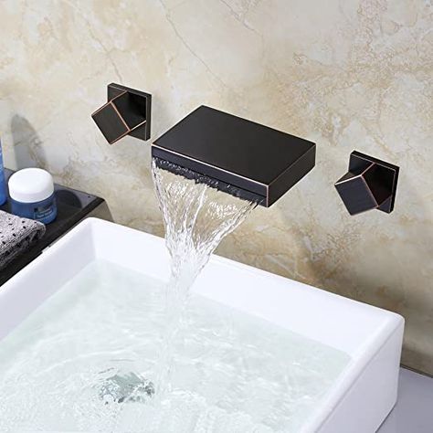 Oil Rubbed Bronze Bathroom, Waterfall Bathroom, Bath Mixer Taps, Wall Mount Faucet Bathroom, Vessel Faucets, Waterfall Faucet, Bath Mixer, Basin Sink, Bathroom Faucet