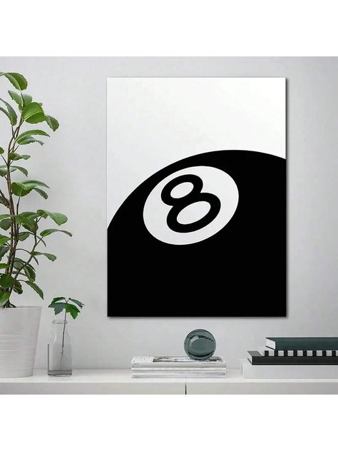 1pc/set, Billiards Club - Black And White Number 8 Ball PosterCreativedea Art PosterWall Art,Wall Decor, Canvas Art, Wall Art Living RoomPosters Bedroom Painting No Framed.I discovered amazing products on SHEIN.com, come check them out! 8 Ball Painting, Haloween Decor, Boy Room Wall Decor, Bedroom Painting, Canvas Letters, Velvet Wallpaper, Creative Wall Art, Wall Decor Canvas, Hanging Artwork