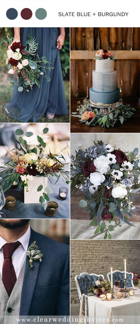 20+ Ideas to Incorporate Dusty Blue Into Barn Wedding – Clear Wedding Invites Fall Wedding Color Ideas, Bright Wedding Colors, Wedding Color Ideas, Blue And Burgundy, Winter Wedding Colors, Bright Wedding, Wedding Colors Blue, Have Inspiration, Wedding Palette