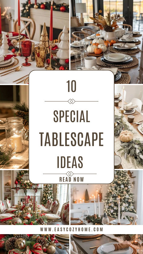 If you are looking for some tablescope inspo ideas, take a look to these 10 stuning Tablescape ideas for Christmas or Thanksgiving! Glam Christmas Tablescape, Minimal Christmas Tablescape, Christmas Tablescapes Ideas Elegant, Christmas Dinner Tablescape, Christmas Tablescapes 2024, Christmas Table Themes, Christmas Table Scapes Ideas Holidays, Simple Christmas Tablescapes, Winter Tablescapes After Christmas